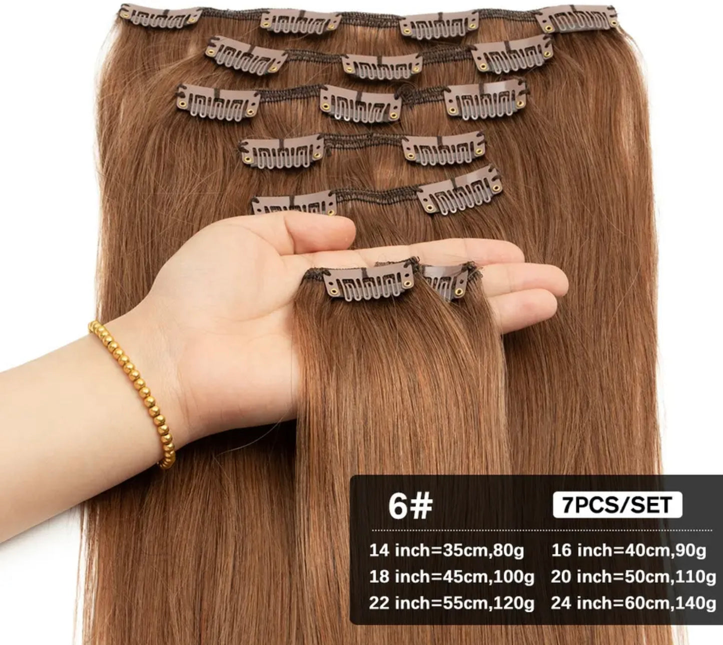 100% Remy Human Hair Clip-in Hair Extensions 100G Black Brown Gold Brown Chocolate Mocha