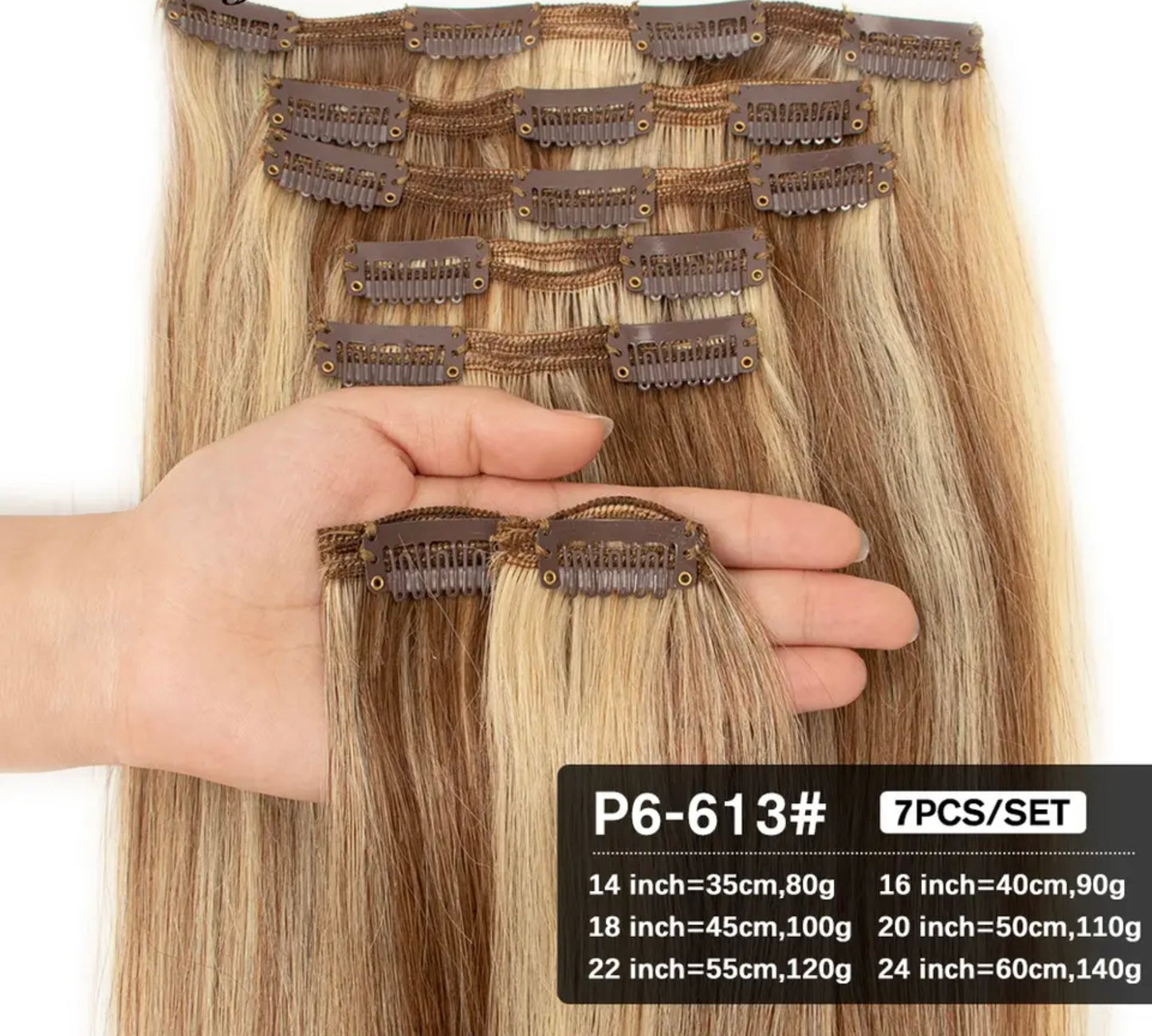 100% Remy Human Hair Clip-in Hair Extensions 100G Black Brown Gold Brown Chocolate Mocha