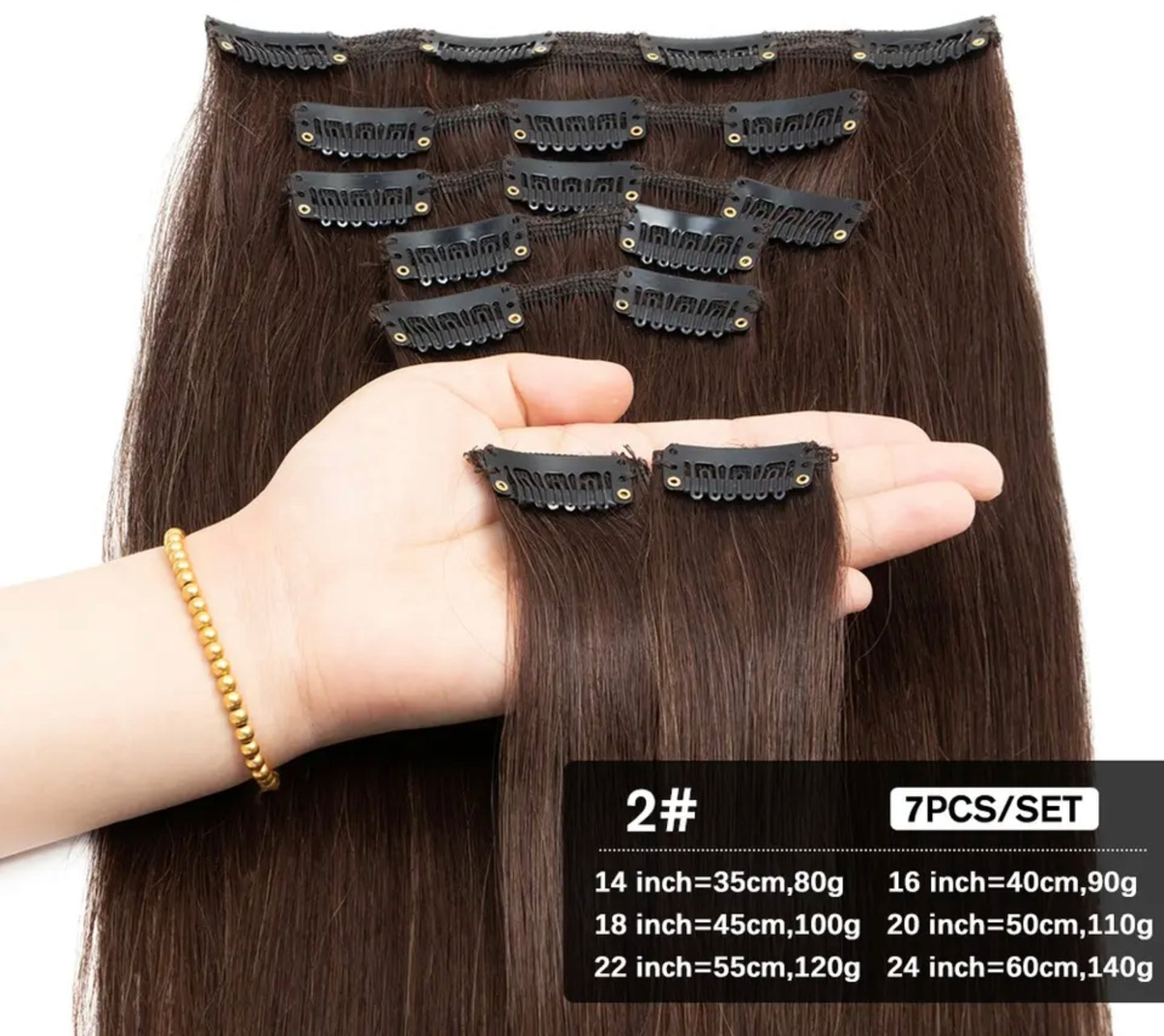 100% Remy Human Hair Clip-in Hair Extensions 100G Black Brown Gold Brown Chocolate Mocha