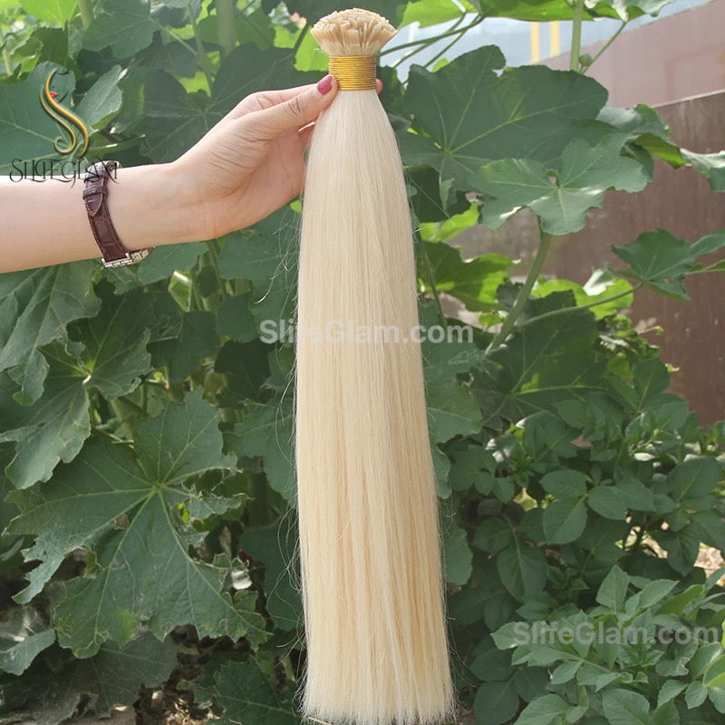 100% Human Remy Hair Blonde Hair Extensions Light Colour K-tip Keratin Fusion Hair Extensions Flat Tip Platinum Blonde Honey Blonde Brown Dark Blonde