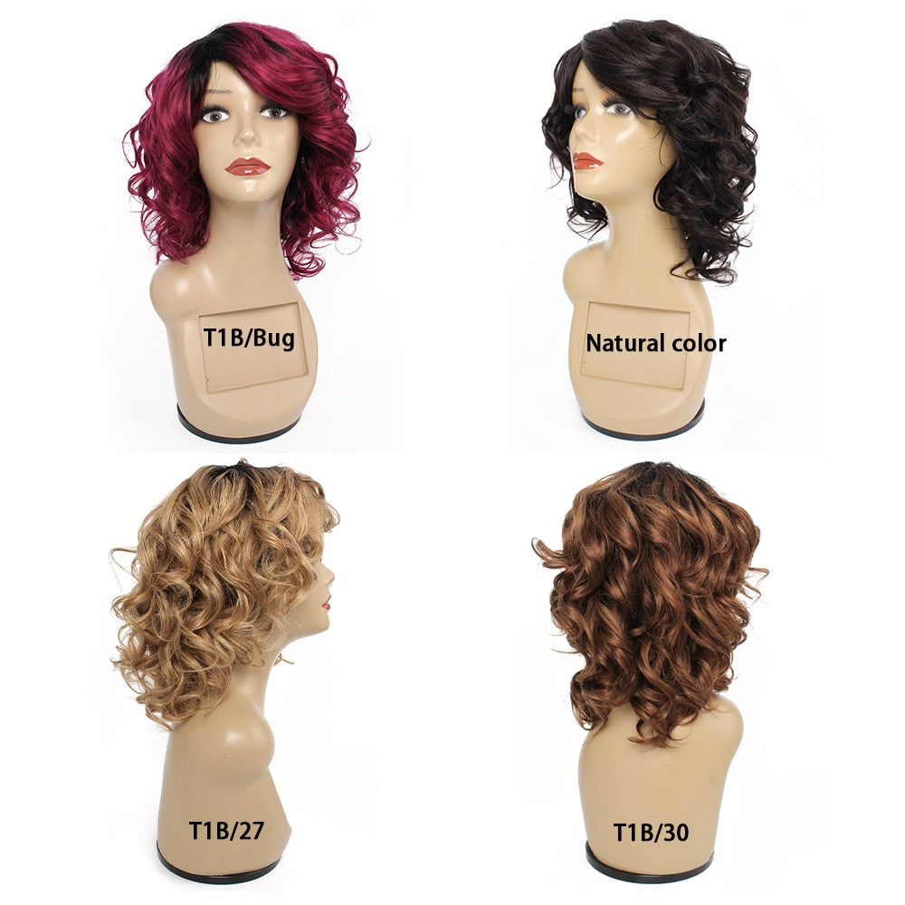 Glueless Wigs 1B27 1B30 1B Burgundy Natural Color Romance Wave Indian Human Hair Wigs Honey Blonde Pre-colored Machine Made Wig