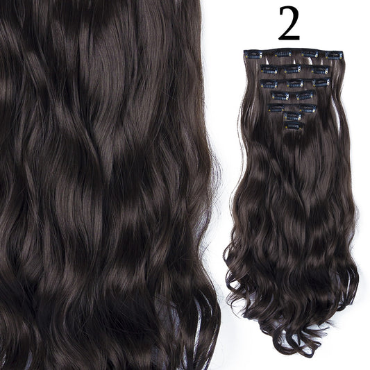 24Inchs 16 Clips in Hair Extensions Long Curly Wavy Hairstyle Synthetic Blonde Black Brown Hairpieces Heat Resistant