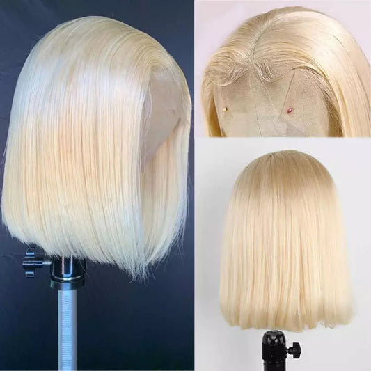 613 Platinum Blonde Human Hair Colorful Wig Full Lace Wig, Ombre Bob Half Lace Front Wig Human Hair Wig Blonde 613 Hd Lace Frontal Bob Wig 4*4 Transparent Lace Front Wig Grey Wig Blue Wig Red Wig Strawberry Blonde Wig