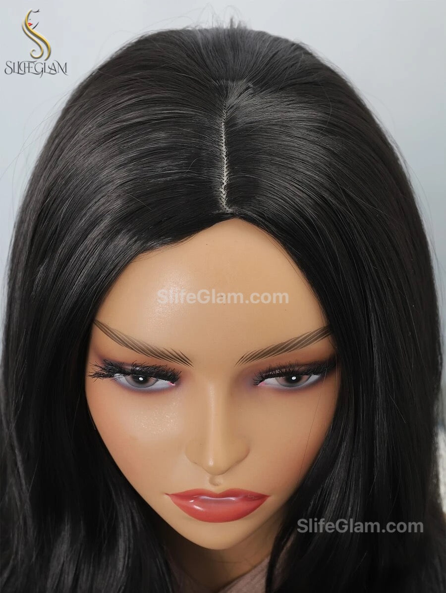 Beautiful Super Long Wavy Curly Black/Dark Brown Wig 26 inches