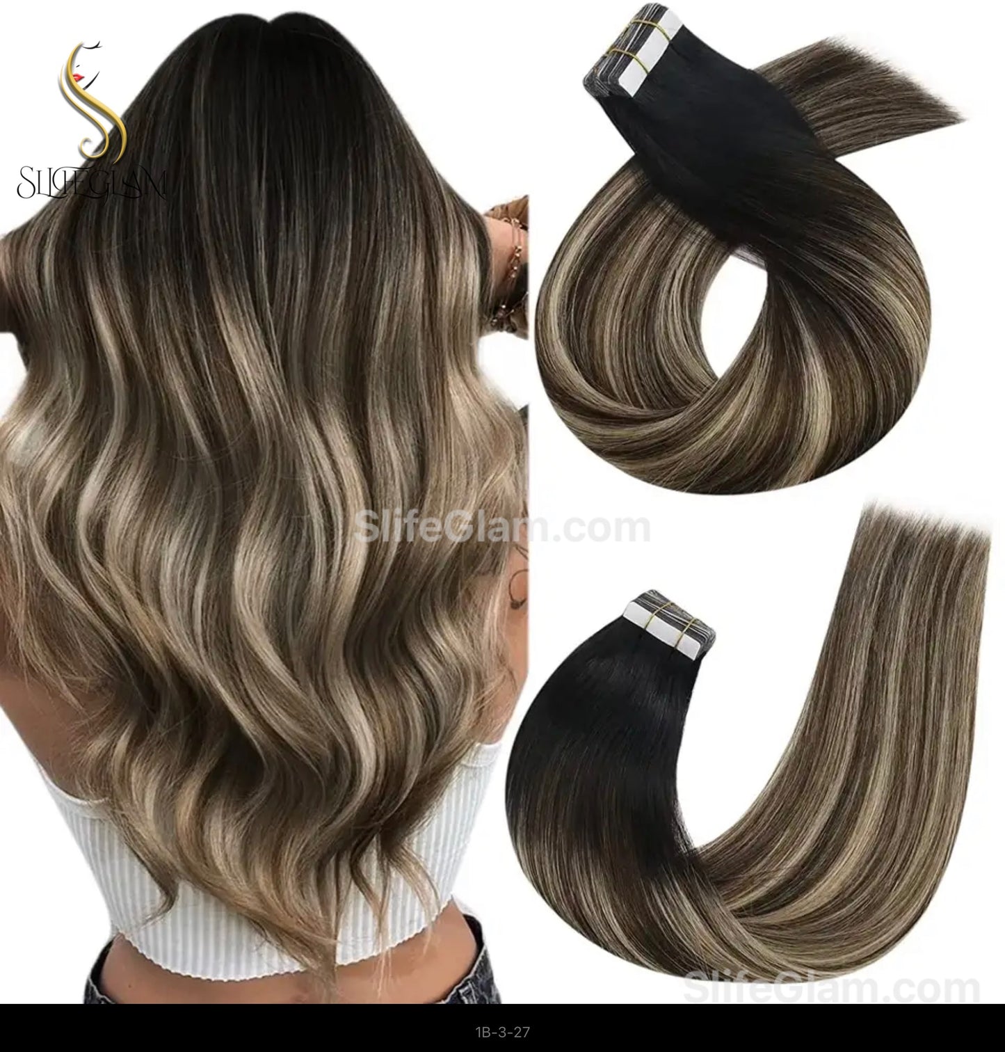 100% Remy Human Hair Ombre Blonde Tape-in Hair Extensions 50G Platinum Blonde Honey Blonde Brown Dark Blonde