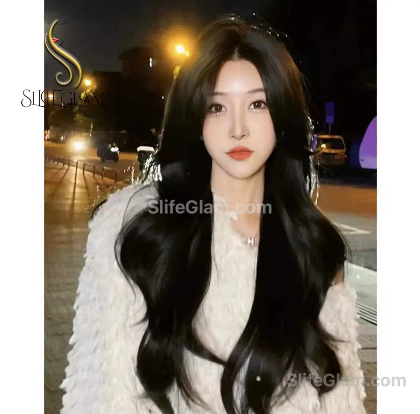 Realistic Lace Front T-Part Long Natural Black Wig