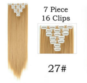 16 Clips Long Straight Synthetic Hair Extension Blonde Brown Brunette Red Natural Realistic Wig