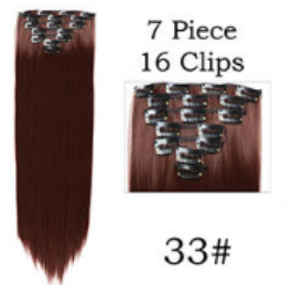 16 Clips Long Straight Synthetic Hair Extension Blonde Brown Brunette Red Natural Realistic Wig