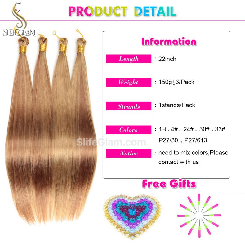 SlifeGlam Crochet Hair Bundle Straight Hair Extensions 22 inches Blonde Black Brown Hair Extensions