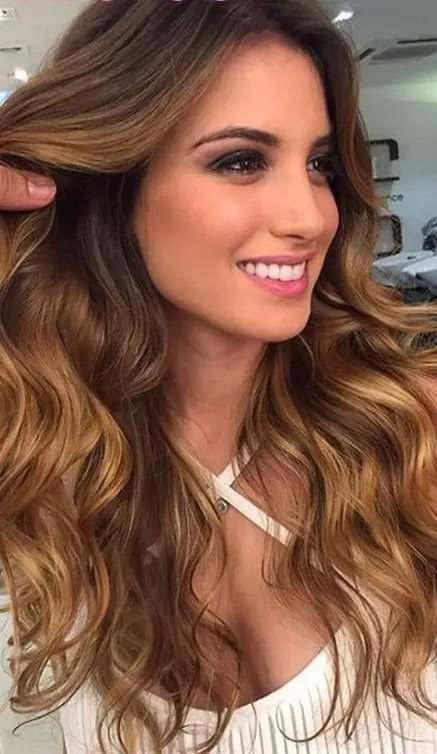 Long Beautiful Wavy Brown Dark Brown/Light Brown Ombré  Lace Front Wig