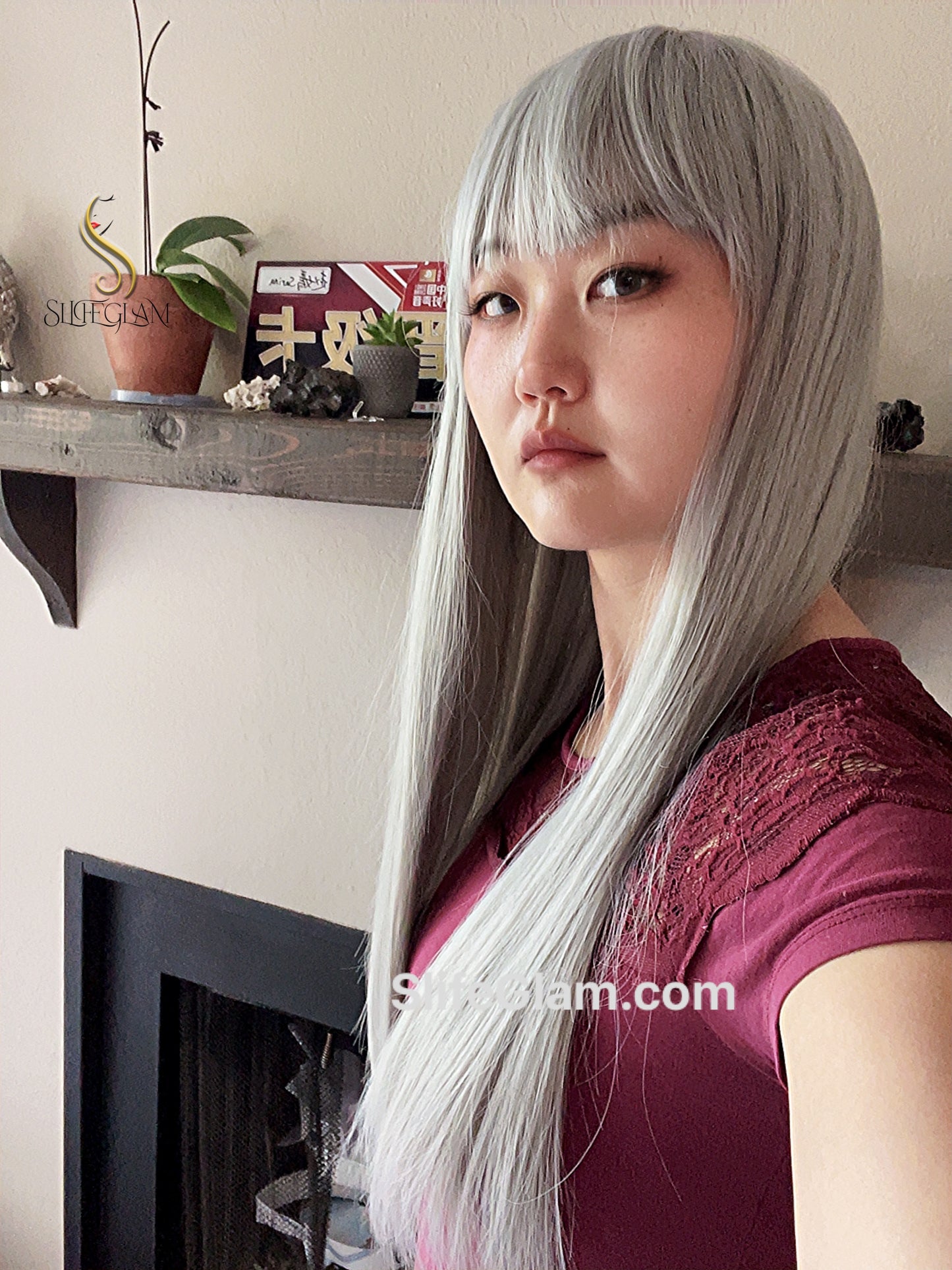 Cool Straight Long Silver Wig Cosplay Wig Drag Wig Halloween Wig Natural