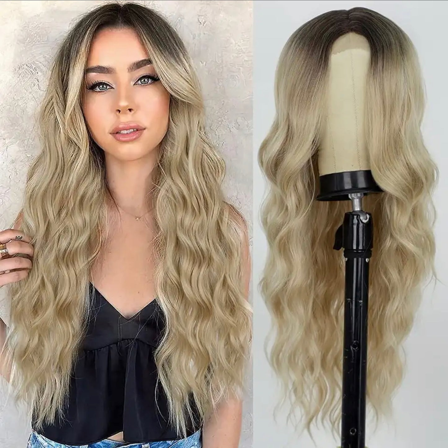 Long Beautiful Wavy Blonde Lace Front Platinum Blonde Bleached Blonde Wig