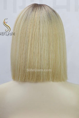 Beautiful Short Straight Shoulder Length Blonde Lace Front Platinum Blonde Bleached Blonde Wig