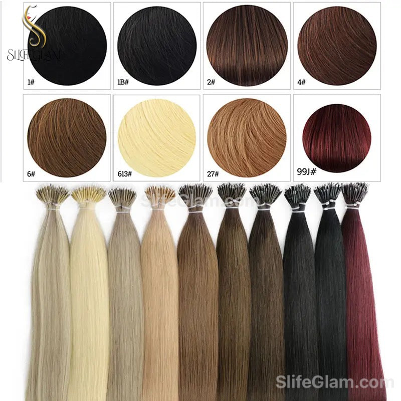 100% Human Hair Extensions Remy Hair K-tip Keratin Fusion Hair Extensions Flat Tip Human Hair 50G Black Brown Dark Color