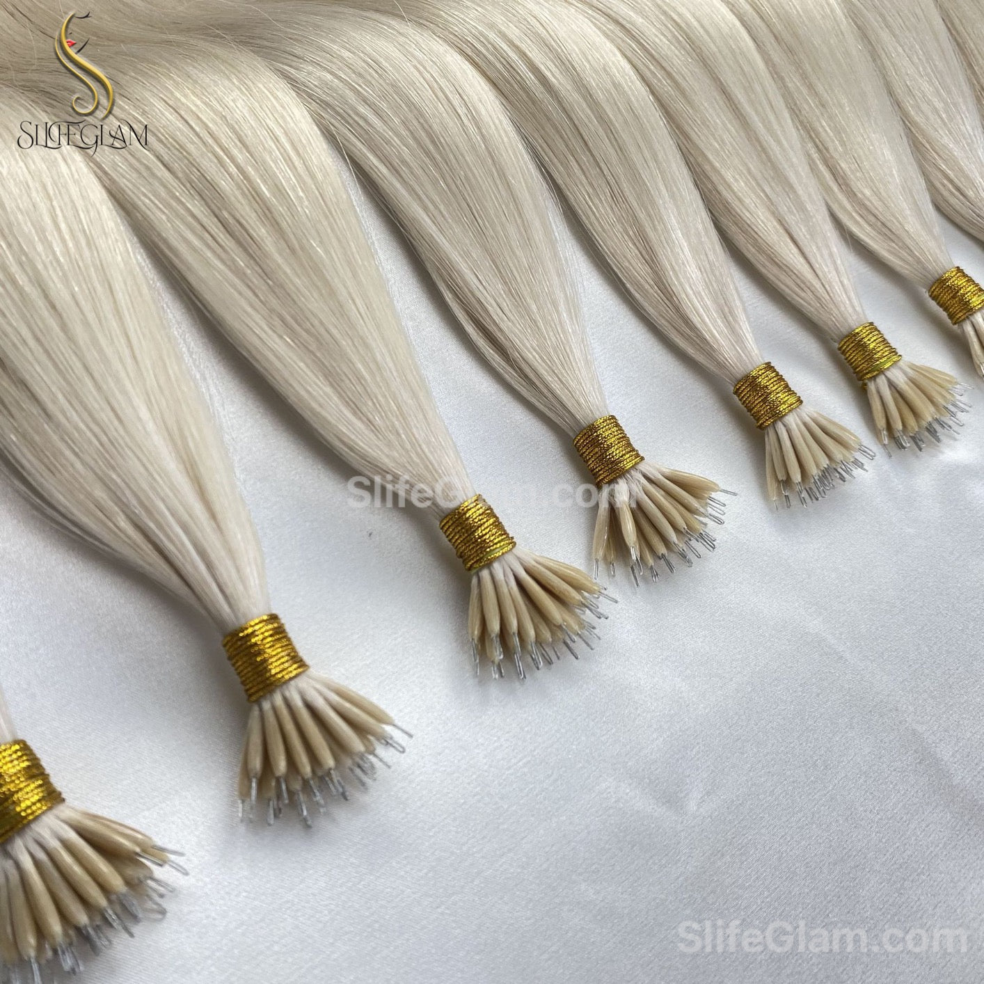 100% Human Hair Blonde Nano Ring Hair Extensions 50G Platinum Blonde Honey Blonde Brown Dark Blonde