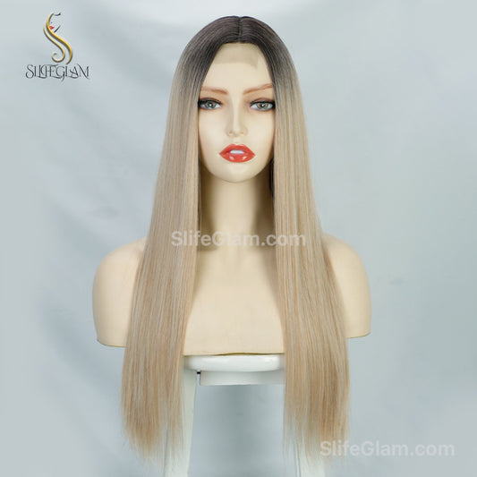 Beautiful Realistic Lace Front Straight Blonde Wig Natural Realistic