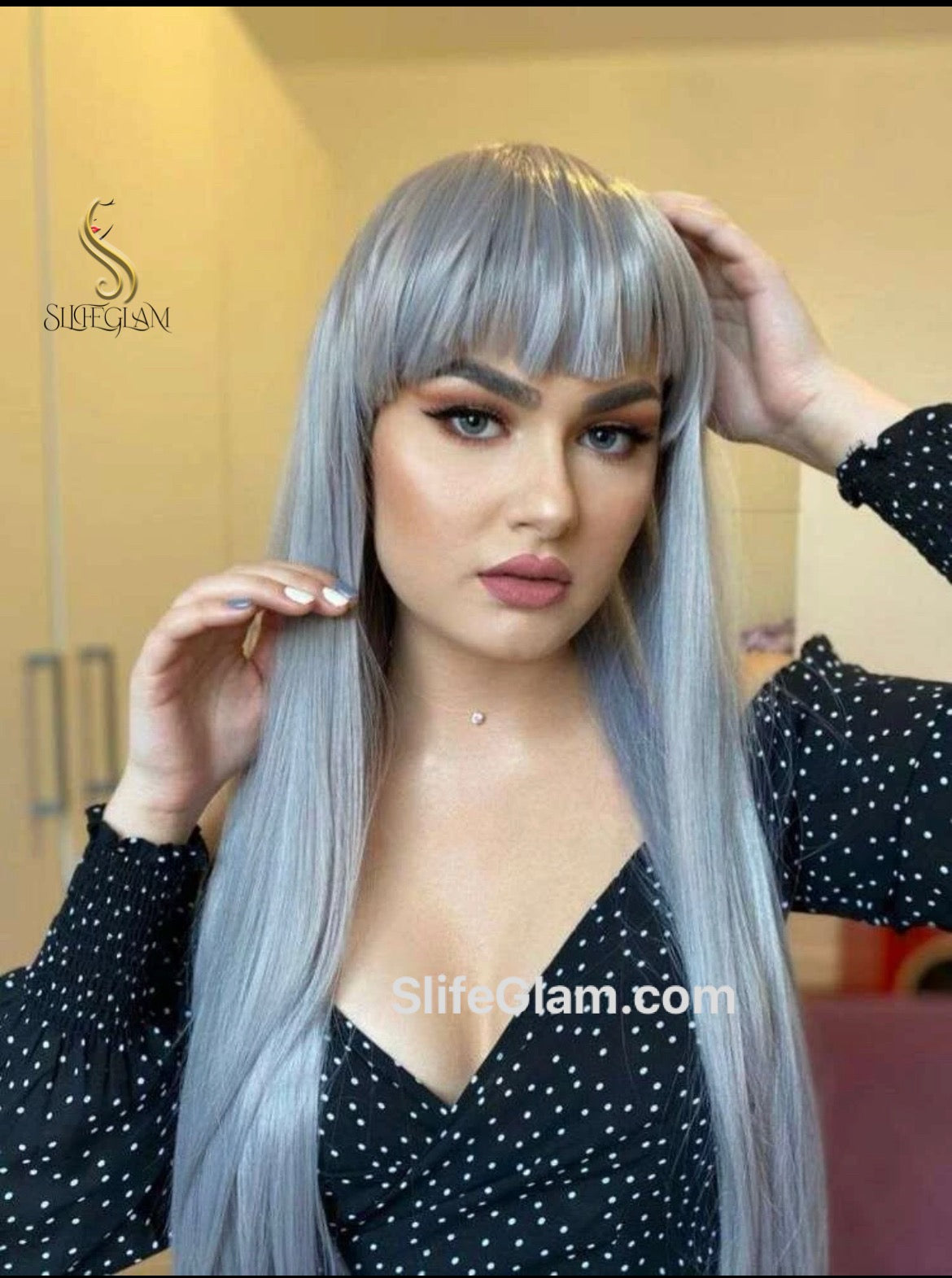 Cool Straight Long Silver Wig Cosplay Wig Drag Wig Halloween Wig Natural