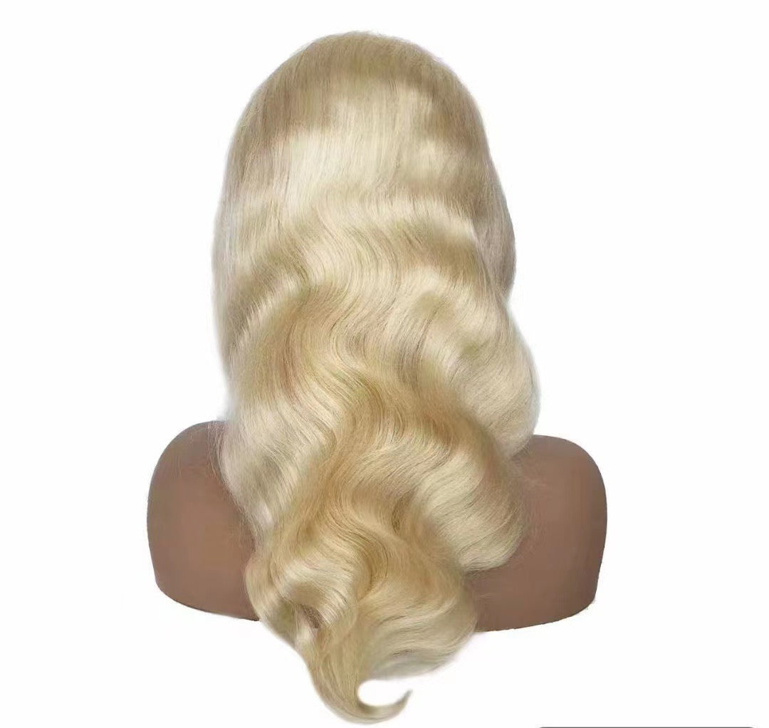 SlifeGlam Human Hair Platinum Blonde Body Wave 613 Lace Front Wig Remy Human Hair Beautiful Healthy Soft Shiny Human Hair Wig Frontal Wig