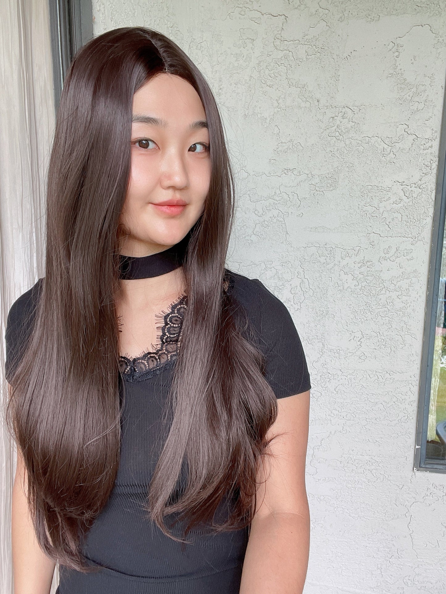 Long Straight Dark Brown Wig Natural Realistic