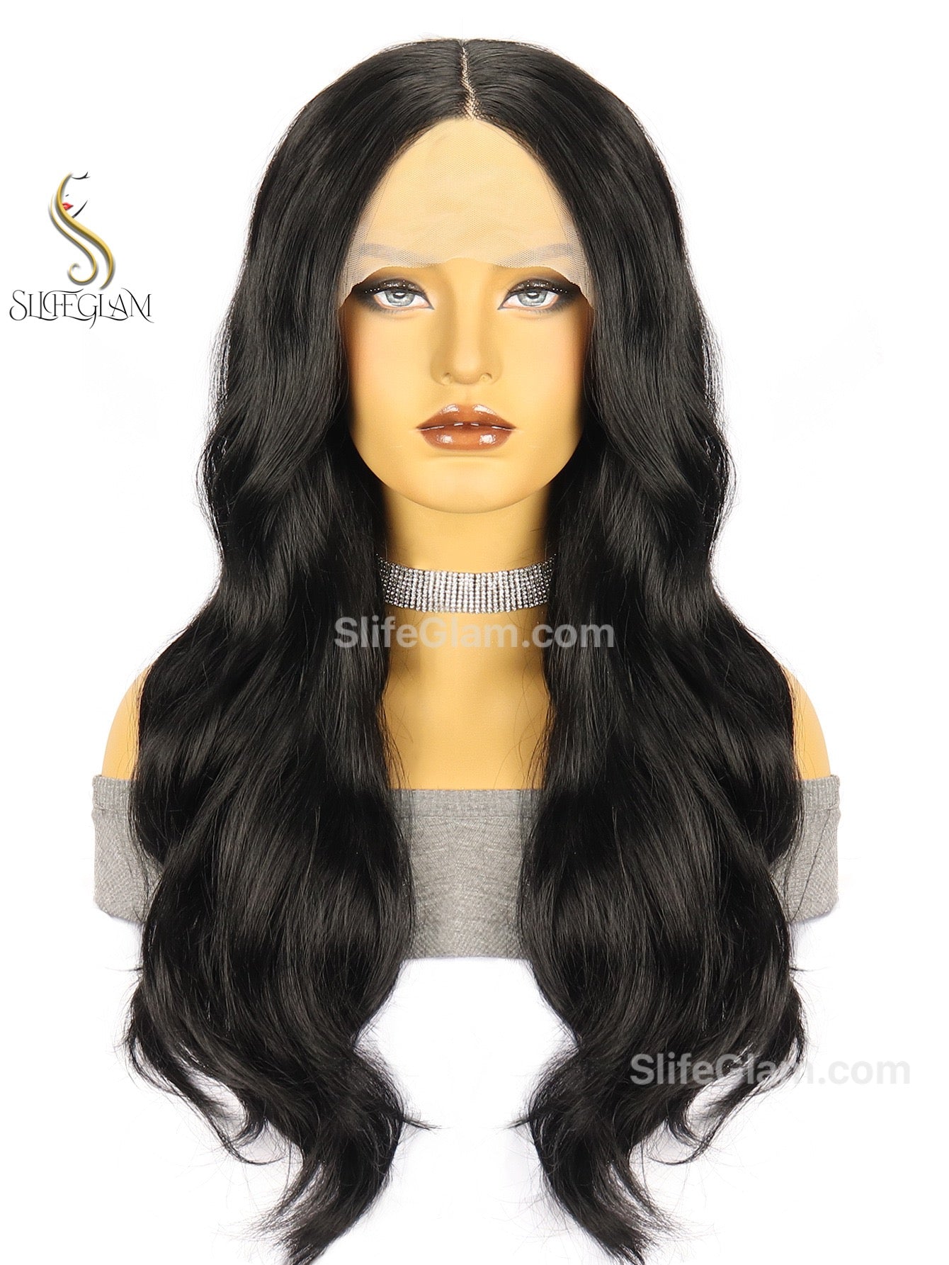 Beautiful Realistic Lace Front Black Wavy Wig