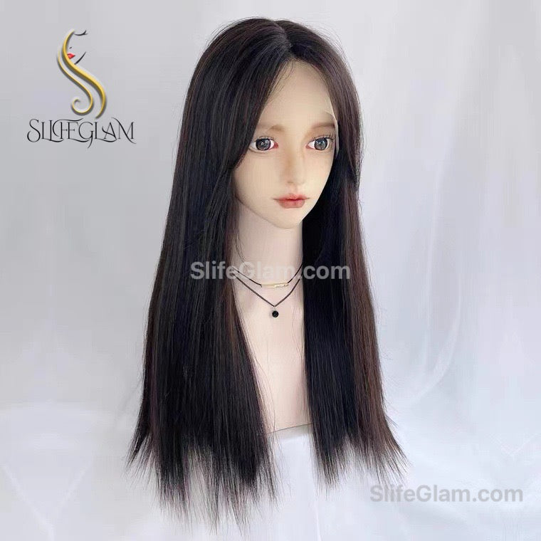 Realistic Lace Front T-Part Long Natural Black Wig