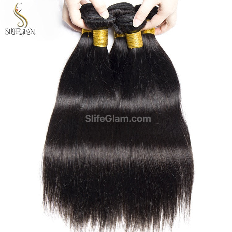 SlifeGlam Human Hair Bundles Straight Natural Black Brown Human Hair Weaves Virgin Straight Remy Hair 100g Human Hair Weft Extensions