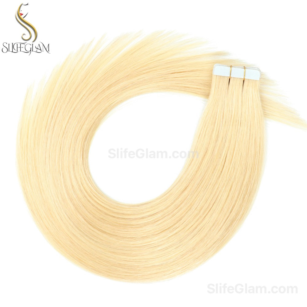 100% Remy Human Hair Blonde Tape-in Hair Extensions 50G Platinum Blonde Honey Blonde Brown Dark Blonde