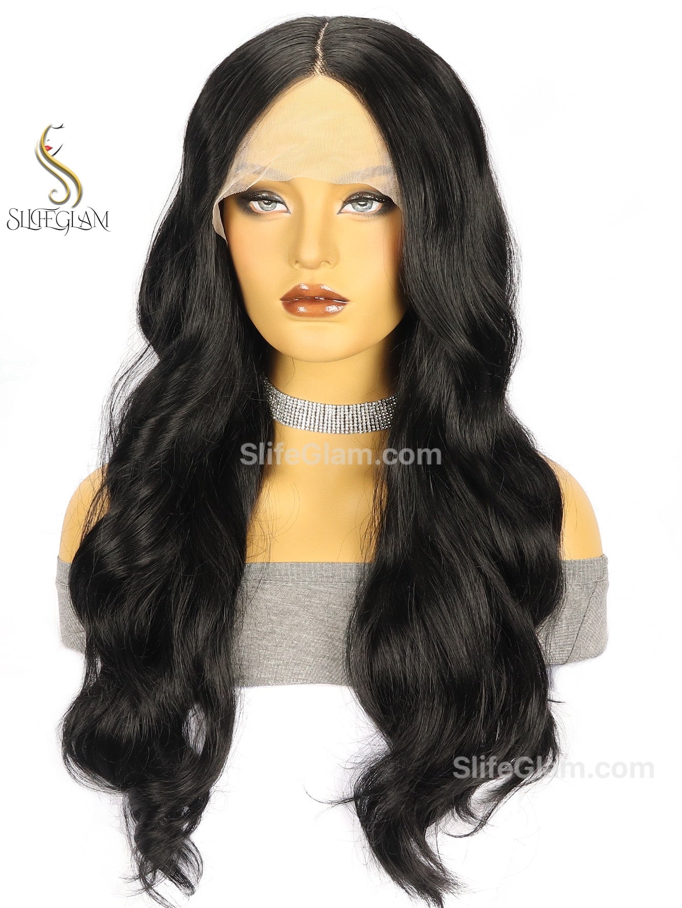 Beautiful Realistic Lace Front Black Wavy Wig