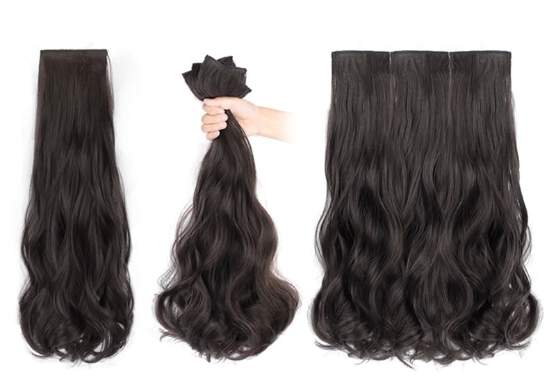 3 Piece Natural Black Long Wavy Clip-in Hair Extensions