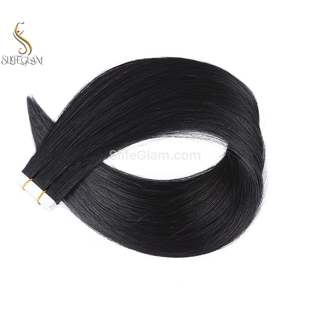 100% Remy Human Hair Tape-in Hair Extensions 50G Black Brown