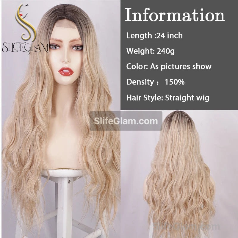 Long Beautiful Wavy Blonde Lace Front Platinum Blonde Bleached Blonde Wig