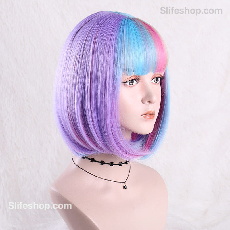 Rainbow Bob Wig Short Wig Halloween Wig Drag Wig SlifeGLAM