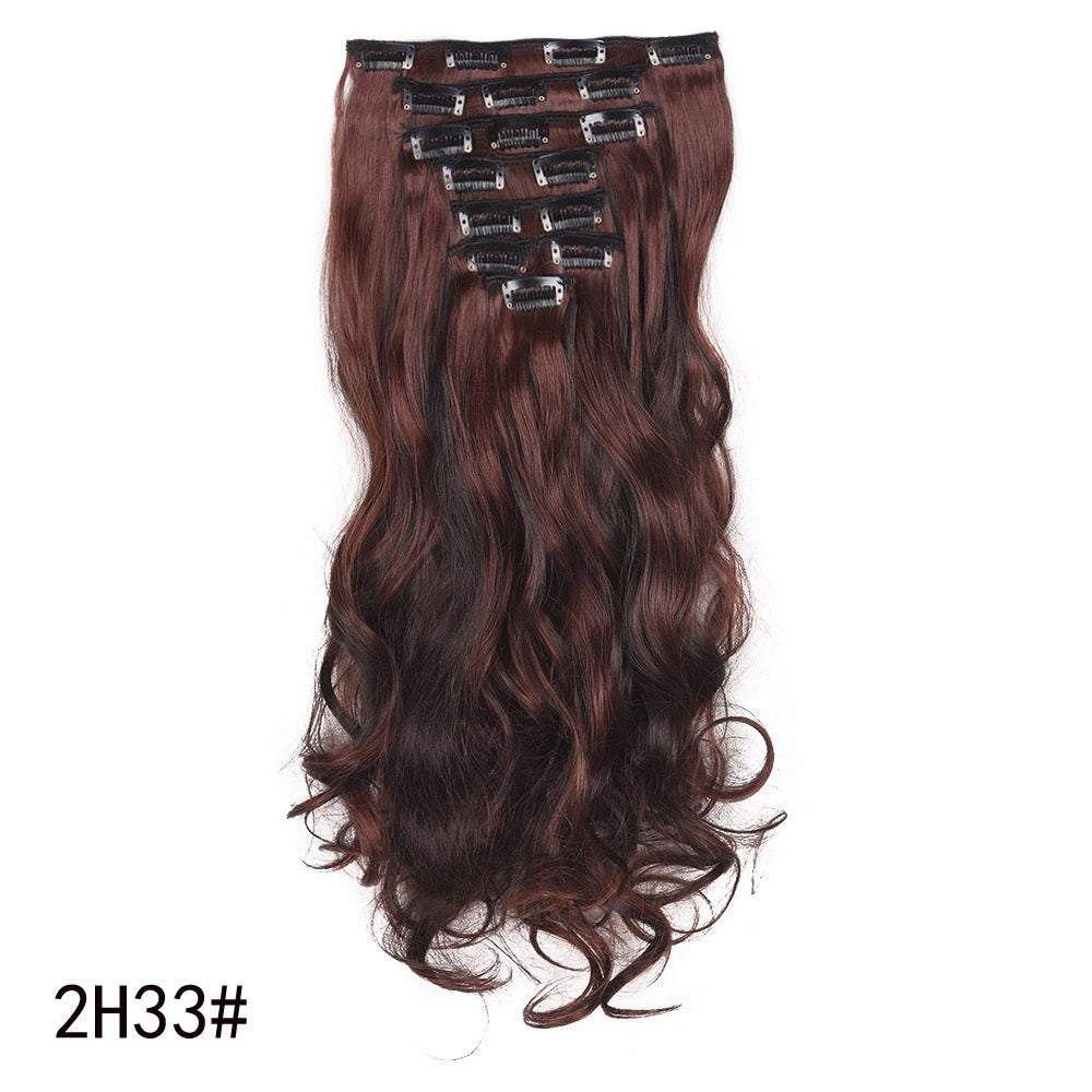 24Inchs 16 Clips in Hair Extensions Long Curly Wavy Hairstyle Synthetic Blonde Black Brown Hairpieces Heat Resistant