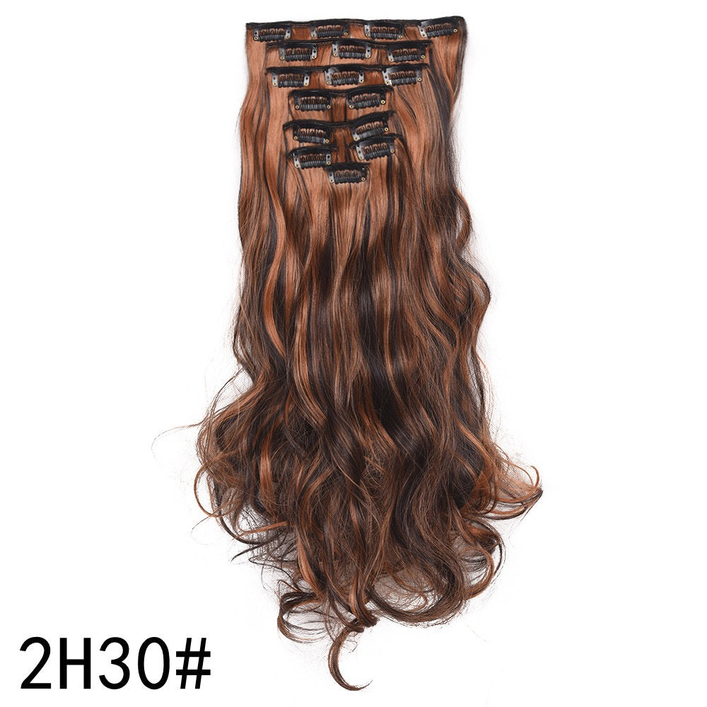 24Inchs 16 Clips in Hair Extensions Long Curly Wavy Hairstyle Synthetic Blonde Black Brown Hairpieces Heat Resistant