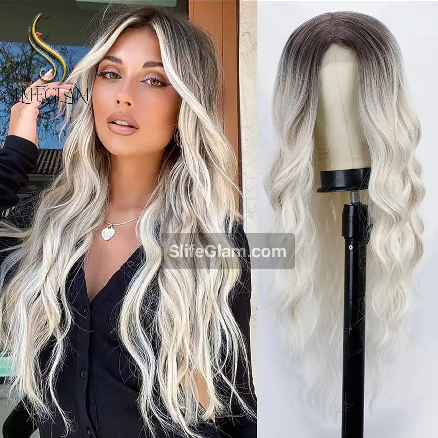 Long Beautiful Wavy Blonde Lace Front Platinum Blonde Bleached Blonde Wig