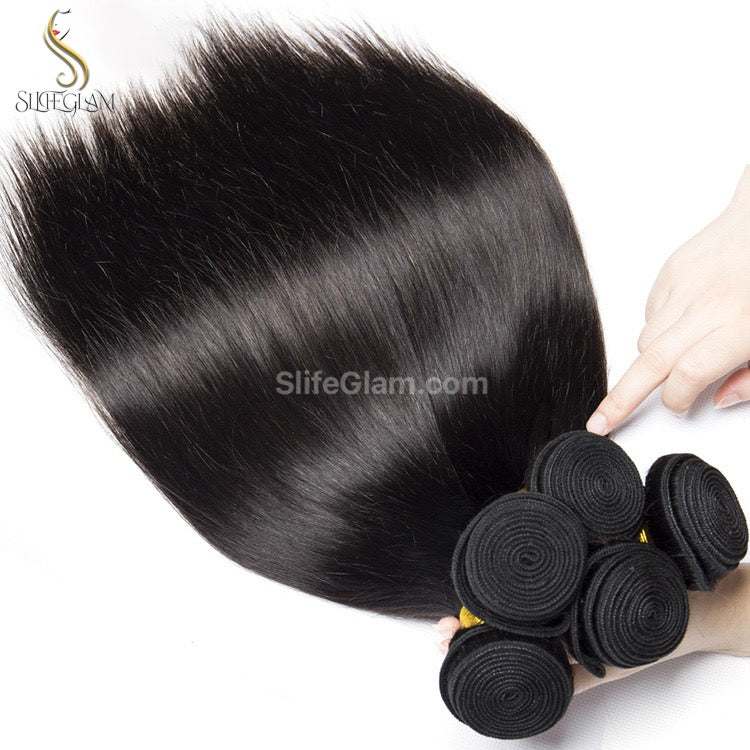 SlifeGlam Human Hair Bundles Straight Natural Black Brown Human Hair Weaves Virgin Straight Remy Hair 100g Human Hair Weft Extensions