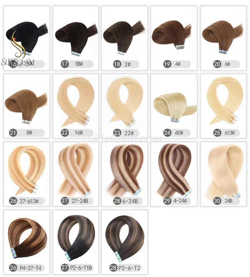 100% Remy Human Hair Blonde Tape-in Hair Extensions 50G Platinum Blonde Honey Blonde Brown Dark Blonde