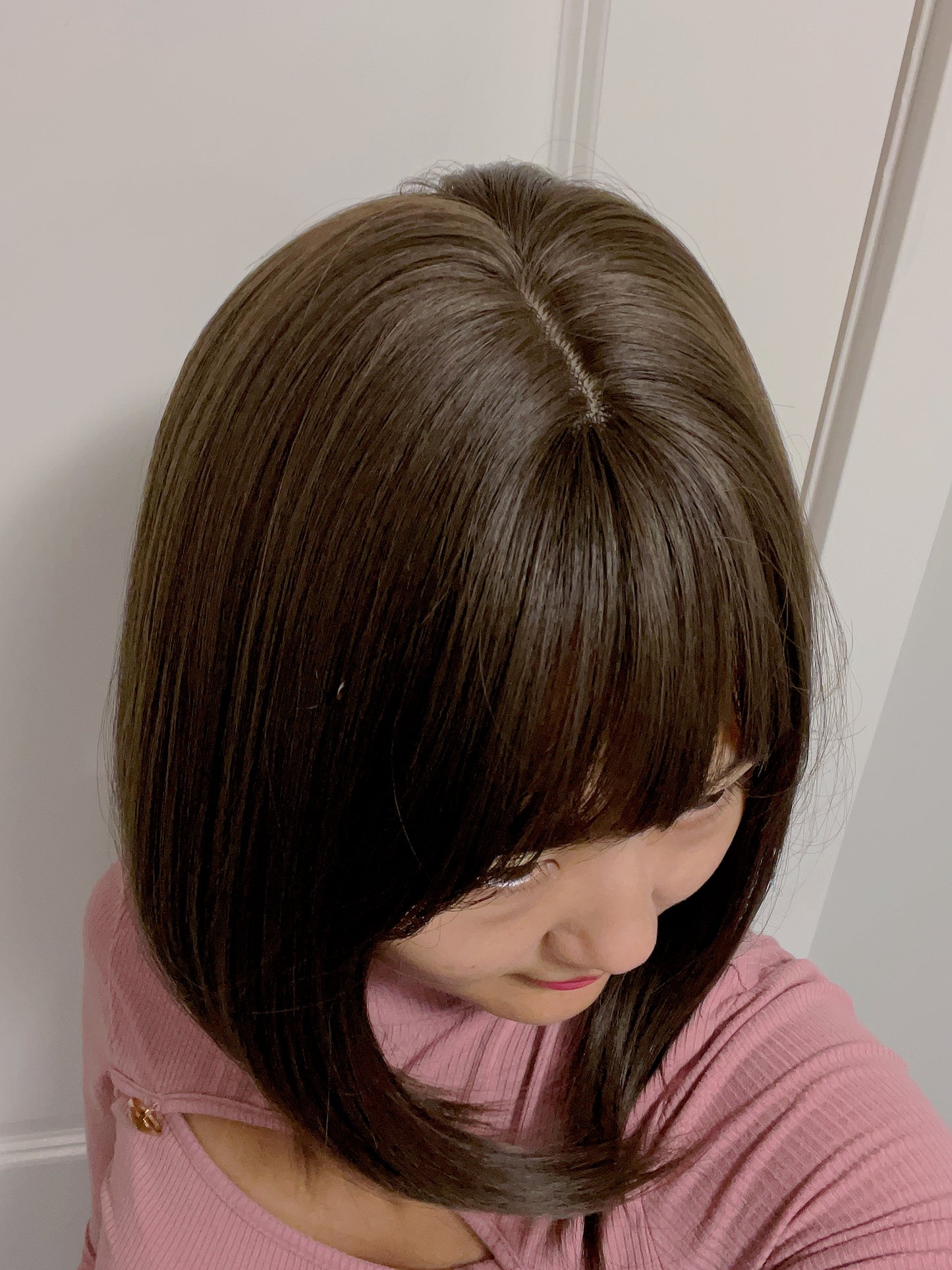 Realistic Short Brown Bob Wig with Bang