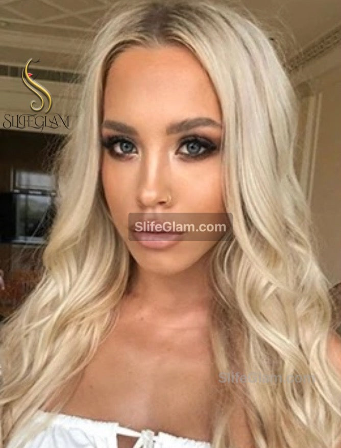 Long Beautiful Wavy Blonde Lace Front Platinum Blonde Bleached Blonde Wig