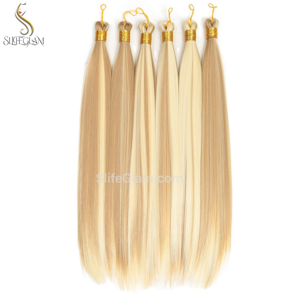 SlifeGlam Crochet Hair Bundle Straight Hair Extensions 22 inches Blonde Black Brown Hair Extensions