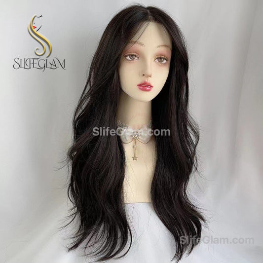 Realistic Lace Front T-Part Long Natural Black Wig