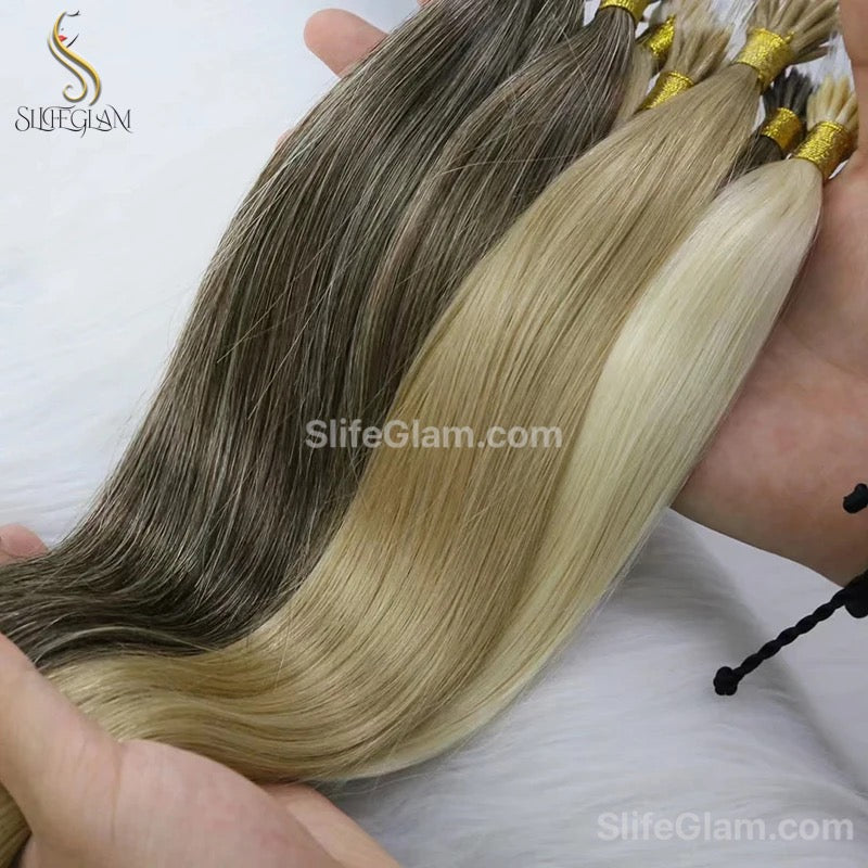 100% Human Hair Blonde Nano Ring Hair Extensions 50G Platinum Blonde Honey Blonde Brown Dark Blonde