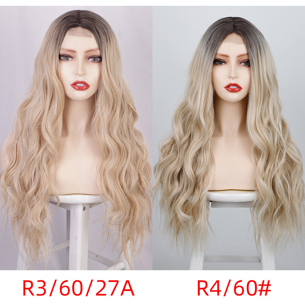 Lace Front T Part Blonde Ombré Long Wavy Wig