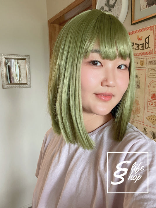 Elf Like Electric Green Short Straight Bob Wig Natural Realistic Halloween Wig