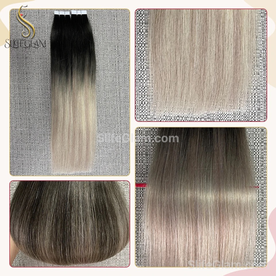 100% Remy Human Hair Ombre Blonde Tape-in Hair Extensions 50G Platinum Blonde Honey Blonde Brown Dark Blonde