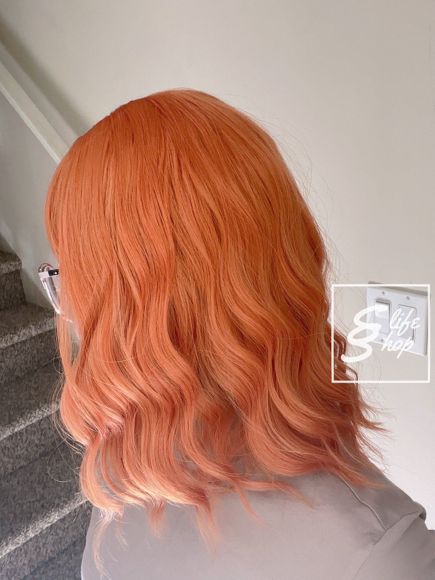 Beautiful Red Orange Wig Short Shoulder Length Wavy Curly Red Orange Wig Wine Burgundy Natural Realistic