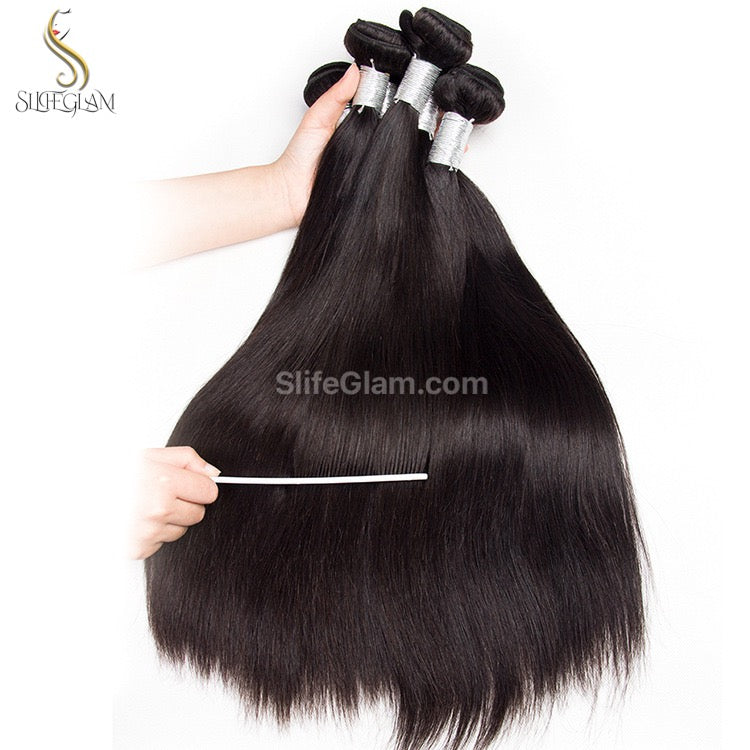 SlifeGlam Human Hair Bundles Straight Natural Black Brown Human Hair Weaves Virgin Straight Remy Hair 100g Human Hair Weft Extensions