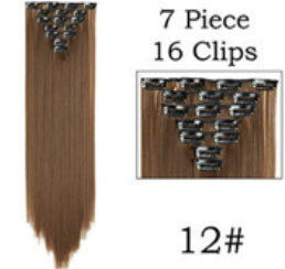 16 Clips Long Straight Synthetic Hair Extension Blonde Brown Brunette Red Natural Realistic Wig