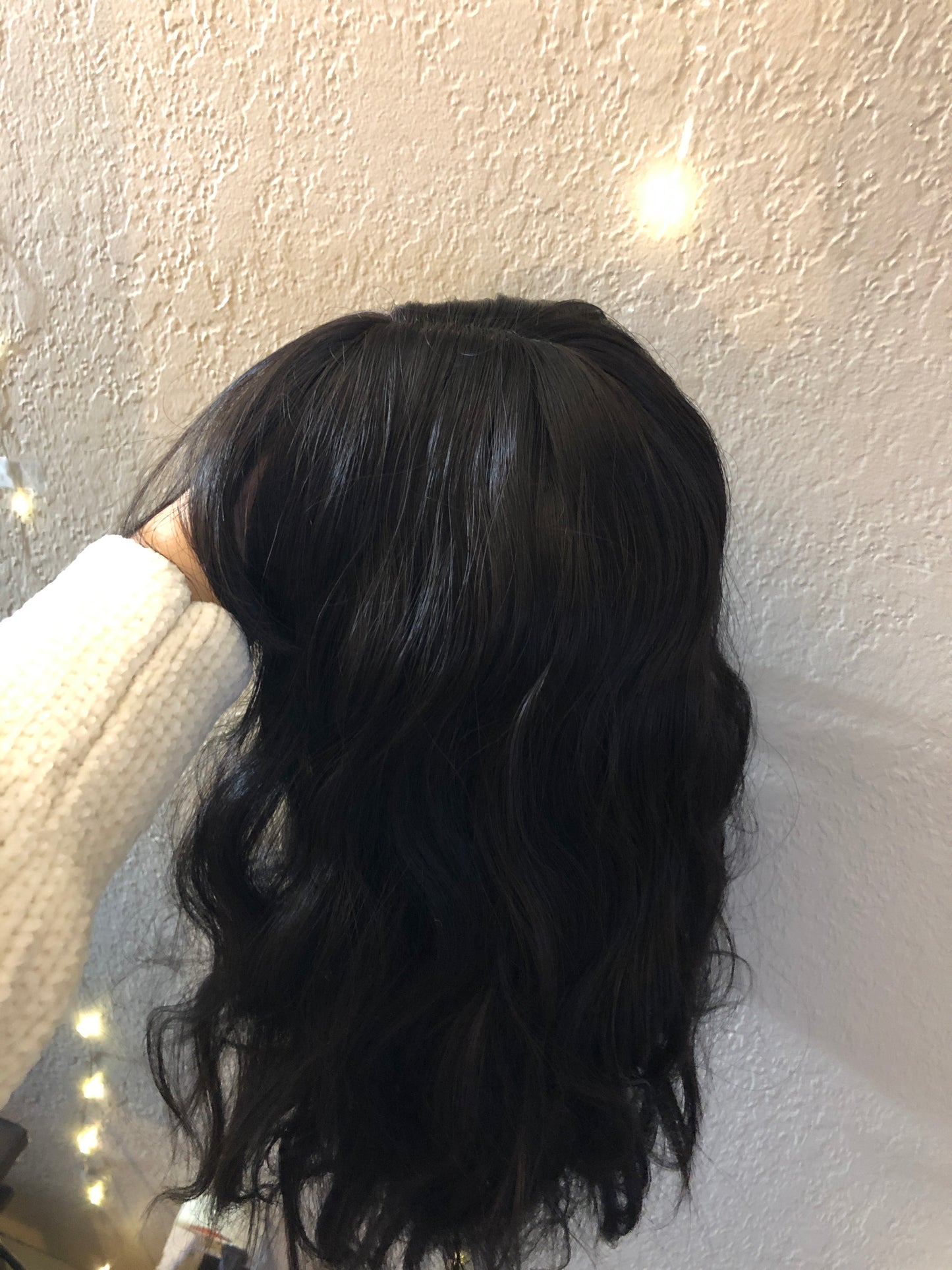 Realistic Shoulder Length Wavy Black Wig Long Black Wig Clearance