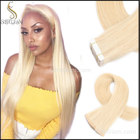 100% Remy Human Hair Blonde Tape-in Hair Extensions 50G Platinum Blonde Honey Blonde Brown Dark Blonde